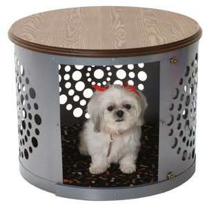  23 Round Dog Crate with Solid Wood Top
